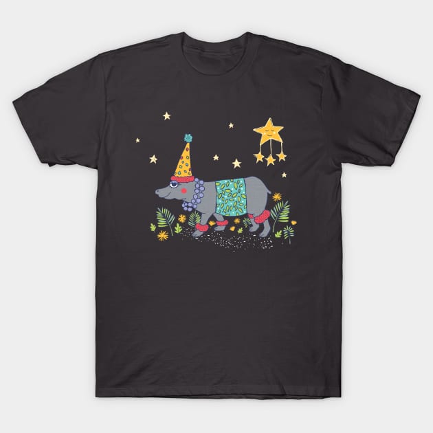 Party Hippo T-Shirt by Jacqueline Hurd